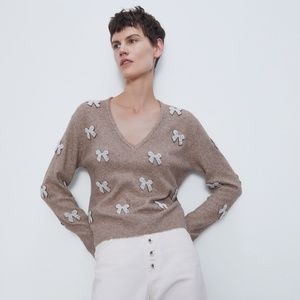 ZARA Pearl Bow Blouse. 💥💥💥Hard to find online.